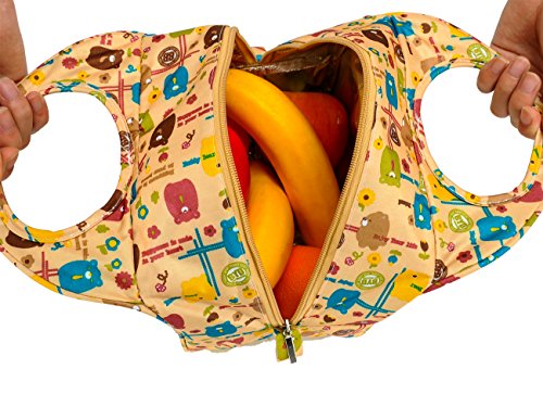 iSuperb Niedlich Kühltasche Lunch Tasche Box Wasserdicht wiederverwendbar mit bezauberndem Animal Bild isoliert Lunchpaket für Frauen Damen Mädchen Kinder Kids Schüler Jugendliche (Niedlicher Bär Gelb) - 4