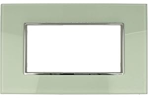 A2ZWORLD SANDASDON Placca Cristal Plexiglass Lucido Effetto Vetro Cristallo Compatibile Con Bticino Axolute (4M 4 Posti Per Scatola 504, Verde Biancastro)