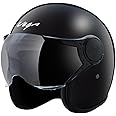 Vega Jet ISI DOT Certified Gloss Finish Open Face Helmet for Men and Women with Clear Visor(Black, Size:L)