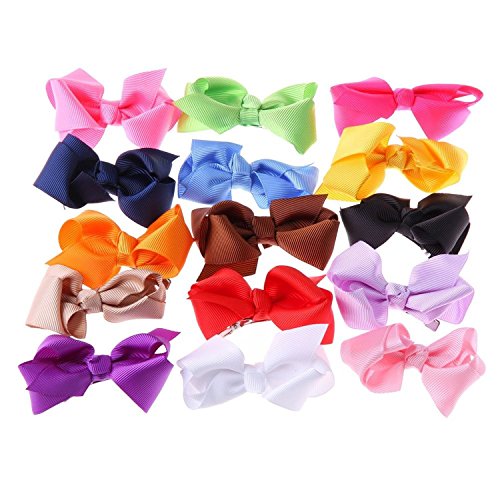 Losuya® 15pcs 3" Boutique Baby Girl Grosgrain Ribbon Hair Bows Clips Hair Accessories