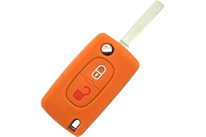 SALPIE Silikon Schlüsselhülle für 2-Tasten Autofernbedienung Peugeot 106 107 205 206 207 306 307 308 309 406 407 807 und Citroen C1 C2 C3 C4 (Orange)
