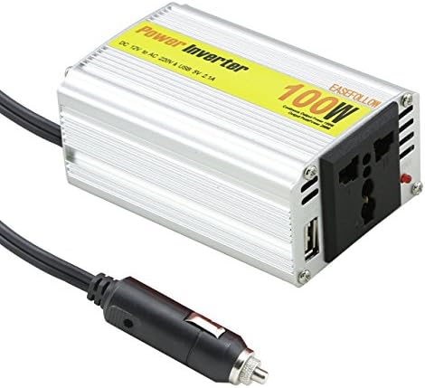 Power Inverter 100W, Easefollow DC 12V to 220V AC Car Inverter with 2.1A USB Car Charger Silver