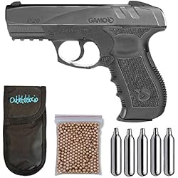 Pack Pistola perdigon Gamo GP-20 Combat. Calibre 4,5mm + Funda Portabombonas + balines + Bombonas co2