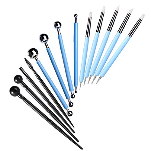 8 Pieces Sculpture Tools Ceramics Pottery Set Carving Clay and 5 Pieces Embossing Indentation Sculpting Tool