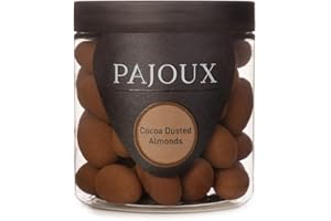 Pajoux Cocoa Dusted Almonds (Small) 180g | Milk Chocolate Covered Nuts - Cocoa Dusted Covered Nuts - Whole Almonds - Palm Oil Free - Chocolate in a Gift Jar