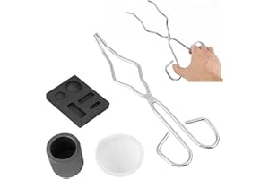 SXKBYQ Kit de fusion de 4 pièces, Ensemble de 4 Pièces Four de Fonderie Metaux, Creuset Fonderie, Pureté comprenant Creuset de Moule, Pince, Bol et Ensemble de Lingotage pour la Fusion de Lingots