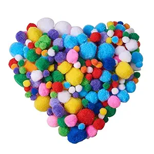 PandaHall Elite 10mm to 30mm Mixed Sizes Multicolor Assorted Pom Poms Balls About 550pcs for DIY Doll Craft Party Decoration