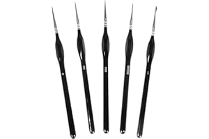 FINDIR 5 Pièces Détail Pinceau Pinceaux à Poils Fins Peinture Pinceaux pour Peinture à L'aquarelle Gouache et Acrylique Nail Art Maquette Pinceaux Détails pour des détails Minutieux et Finition