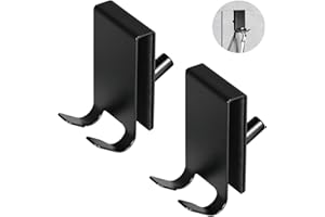 YoHyien 2 Pièces Crochet Douche, Porte Serviette Paroi de Douche Verre, Double Face avec Coussinet EVA, Crochet Paroi Douche en Inox pour Porte en Verre de Salle de Bain 5-10 mm (Noir)