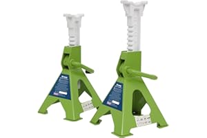 Sealey VS2003HV Ratchet Type Axle Stands (Pair) 3tonne Capacity per Stand - Hi-Vis Green