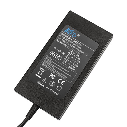 KFD UltraSlim Universal Netzteil 90W LCD Display Laptop Ladekabel Ladegerät Ultrabooks Portables Tablets Notebooks AC Adapter 15-24V 5A für Acer Sony Samsung Lenovo Fujitsu Toshiba NEC HP Compaq Dell Delta Asus LG Medion mit 5V 2A USB Port für iPhone Samsung HTC Nokia GPS MP3 MP4 Automatische Spannungseinstellung Stromkabel - 5