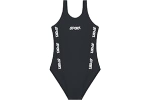 POWER FLOWER Maillot de Bain Sportif pour Filles, Maillot de Bain Une pièce, Vêtements de Bain athlétiques avec Bretelles épaisses pour Enfants de 8 à 16 Ans