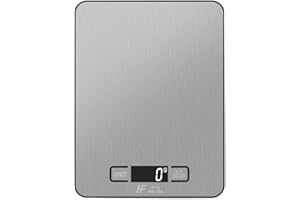 HomeFashion Large 23x17cm 10kg 1g Digital Kitchen Scales Food Scale Stainless Steel Surface With Backlit LCD Display Multifunction for Home Office Use