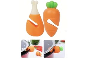 WOO MANTO 2 Stück Topfdeckelheber aus Silikon Pfanne Deckelhalter Stützer Überlaufstopper Spill Stopper Überlaufschutz Spritzschutz Küchengadget(1 Karotte & 1 Schenkel Form)