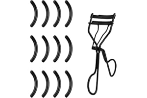 KQNM Rizador de pestañas profesional, rizador de pestañas de metal, diseño indoloro de larga duración, con 12 almohadillas de relleno de silicona, herramientas de maquillaje para todas las formas de ojos