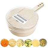 SLICER DE MANDOLINA CON 4 HOJAS INTERCAMBIABLES: 4 cuchillas de acero inoxidable intercambiables se pueden usar para rebanar, cortar en dados, rallar, picar, cortar en trozos, cortar en trozos pequeños, etc.