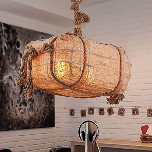 Preisvergleich Produktbild XYDM Pendelleuchte E27 Lampenfassung Weinlese-Edison Persönlichkeit Hanfseil Stoff Leuchter Cafe Bar Dekoration