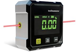 Digital lutningsmätare, magnetisk digital vinkelsökare 4x90° med LED-skärm och laser, Typ-C och IP54, för snickeri, konstruktion, dekoration, gör-det-själv