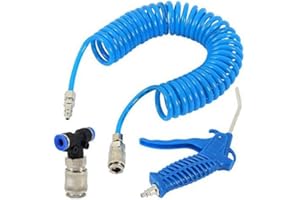 VARUN Air Blow Gun with 5 Metre Recoil Hose Heavy Duty 360 Degree Rotating Blow Dust Gun Air Compressor Quick Connects Cleaning Kit for Lorry Truck Car