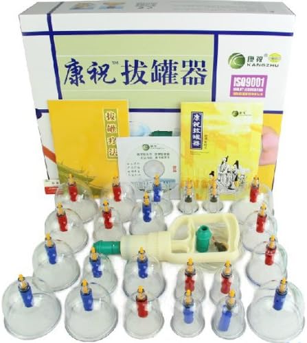 JIAHAOKangzhu 24-Cups Biomagnetic Chinese Cupping Therapy Set Traditional Chinese Massage Medical Cupping Set Suction Acupuncture 1set