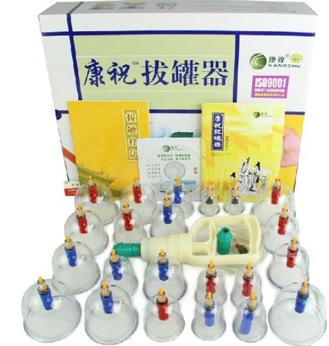 JIAHAOKangzhu 24-Cups Biomagnetic Chinese Cupping Therapy Set Traditional Chinese Massage Medical Cupping Set Suction Acupuncture 1set