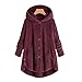 Produktbild Staresen Wintermantel Damen einreihig Mode Damen Knopf Mantel Flauschige Schwanz Tops Mit Kapuze Pullover Lose Pullover Einfarbiger Mantel für Damen wintermantel Damen extra warm