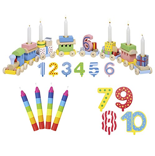 Goki Geburtstagszug Zahlen 1-10 10er Set Kerzen bunt - Die LuLuGoS