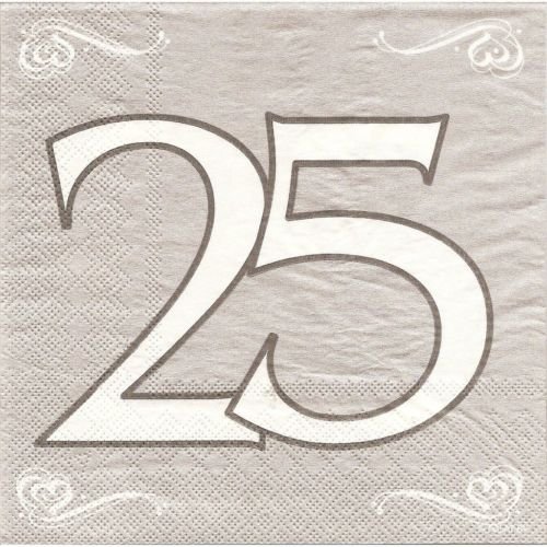 20 Servietten 3lg. 33x33cm Silber Dessign 25