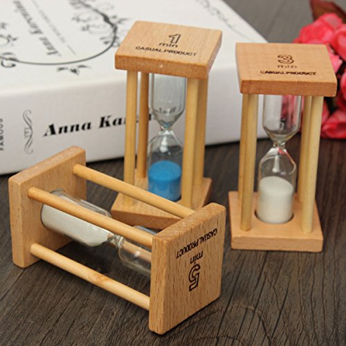 Bluelover 1/3/5 min aus Holz Sand Sanduhr Sanduhr Timer Clock Dekor einzigartige Geschenk Küche Sand Uhr-3 - 3