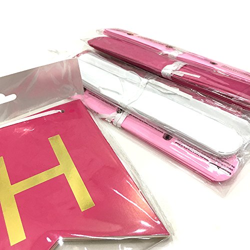 Papier Pom Poms Paper Flowers mit Lovely Happy Birthday Banner, Hot Pink, Light Pink, Weiß, Geburtstagsdeko - 4