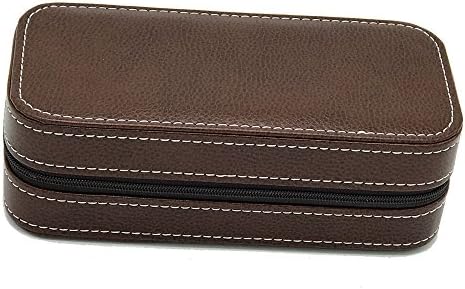 Acecle 2 Slot Classic Vintage Zipped Watch Box Display Case Leather Watch Organizer for Men Women Travel Decorative Watch Box Brown