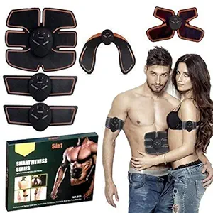 Prakal 5 in 1 Body Mobile-Gym 6 Pack EMS Tummy Flatter, Weight loss Muscle Toning/Fitness Technology Kit 6 Pack Abs, Wireless Electro Pad Portable Gym Trainer for Men Women