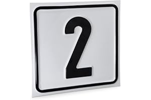‎BETRIEBSAUSSTATTUNG24 Betriebsausstattung24 Hausnummernschild Nr. 2 - Größe: 10 x 10 cm - Aluminiumschild - Farbe: weis/schwarz - Moderne Hausnummer- oder Parkplatzkennzeichnung