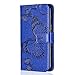 Produktbild iPhone Xs Max Hülle, Bear Village® Premium Leder Ständer Schutzhülle mit Kartenfach, Schmetterling Muster Anti-Scratch Hülle für Apple iPhone Xs Max (#4 Blau)