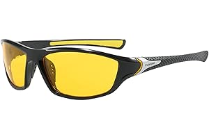 chongning Night Driving Glasses Anti Glare, Night Vision UV400 Protection, Polarised Vision Headlight Glasses TAC Yellow Lens, Glare Reducing for Nighttime Driving, Men & Women