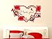Produktbild Graz Design 160019_57_031 Wandtattoo Fotorahmen Bilderrahmen I love You Herz Deko für Schlafzimmer (Größe=103x57cm//Farbe=031 rot)