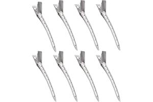 KINDOYO 3.5 Inch Duck Bill Hair Clips - Silver Hair Sectioning Clips Metal Alligator Curl Clips Crocodile Clips Hair Styling DIY Clip with Holes