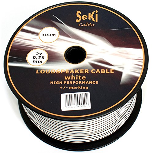 Preisvergleich Produktbild Lautsprecherkabel 2x0,75mm2 - 100m - weiss - CCA - Audiokabel - Boxenkabel