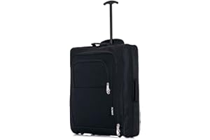 FLYMAX 55x40x20 Ryanair Cabin Bag Hand Luggage Lightweight Suitcase Approved Carry on Luggage 1.4kg 44L Black