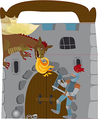 6 Geschenk-Boxen * RITTER * mit Tragegriff für Kindergeburtstag oder Motto-Party // Kinder Geburtstag Geschenktüten Mitgebsel Mitgebseltüten Tüten Geburtstagstüten Motto Geschenk Box Knight - 2