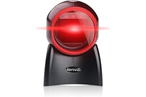 LENVII Omnidirectional Auto Lecteur de Code Barre USB,Scanner Code à Barres Mains Libres 1D/2D/QR Barcode Scanner,Scanner Code Barre pour POS PC Supermarché Librairie Retail Mall