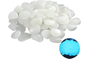 Feelairy 100 Stück Leuchtkiesel, Dunkeln Leuchtende Kieselsteine Leuchtkiesel Floureszierende Pebble Steine für Fisch Tank Aquarium Garten Flur Kinderzimmer Glow Dekorationen Kies (Weiss)