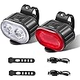 BYKVORL Bike Lights,Bike Lights Set Ultra Bright，Rechargeable Bicycle Lights Set Super Bright 8+12 Modes,Waterproof Bike Lights for Night Riding Safety,Bike Headlight and Tail Light Reflectors