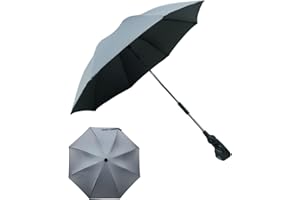 FINEVERNEK Sombrilla Carrito Bebé, Sombrilla para Cochecito de Bebé, sombrilla Carrito Bebe Universal Anti UV con Abrazadera Ajustable, Parasol Carro Bebe para Cochecito, Gris