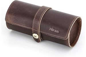 Hiram Watch Travel Case for 3 Watches Handmade Genuine Leather Watches Storage Box Portable Watches Travel Organizer