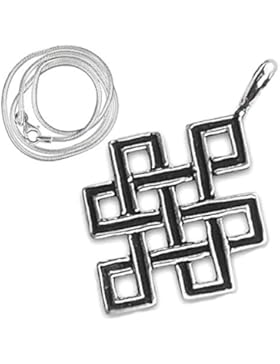 Keltischer unendlicher Knoten Anhänger 925er Silber Schmuck Amulett - Schutz - mit 1,2mm Schlangenkette 45 cm...