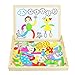 Price comparison product image Magnetic Drawing Board Games Double Sided Blackboard White Board Easel Jigsaw Puzzle 71 Pieces Wooden Toys with Wooden Box for Kids Girls Boys 3 4 5 Year Olds