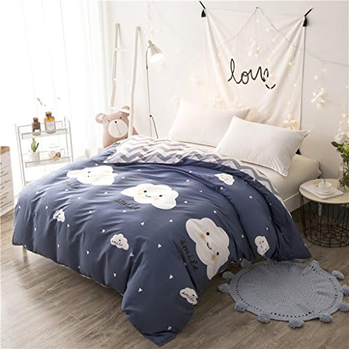 WYQLZ Blue White Clouds Pattern Pure Cotton Quilt Cover Single Piece Student Dormitory Home Double Quilt Cover ( Size : 200*230cm )