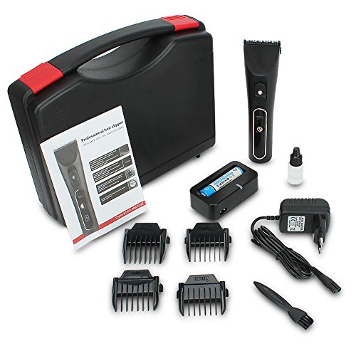 KYG Profi LCD Power Anzeige Haarschneider mit beide 2000mAh Akku und ein Koffer Haarschneidemaschine Set Schwarz - 9