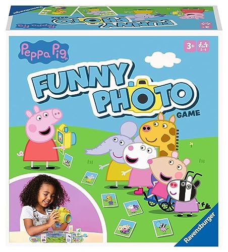 Ravensburger 20982 Peppa Pig Funny Photo Game, gioco d'azione con pratica macchina fotografica, per 2-4 bambini dai 3 anni in su, giocattolo Peppa Pig